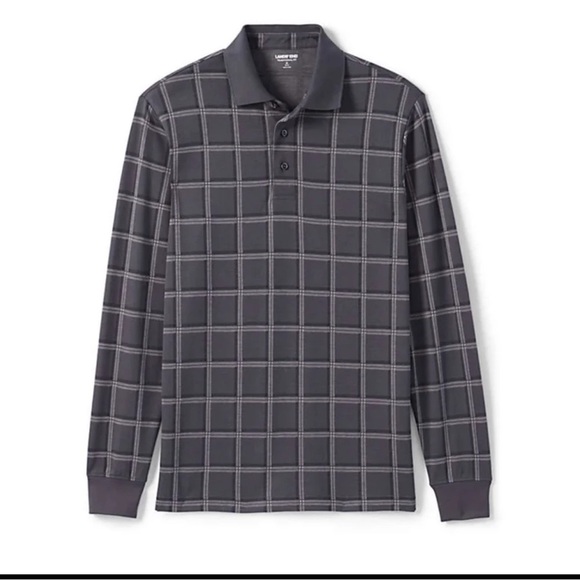 Lands' End Shirts Lands End Mens Long Sleeve Jacquard Soft Supima Polo Shirt Szxlt Poshmark